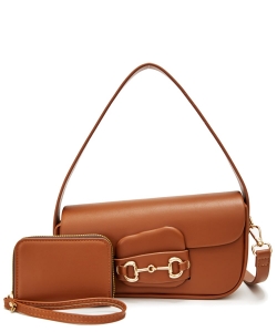 Fashion Top Handle Shoulder Bag 2-in-1 Set PU24912S2 BROWN